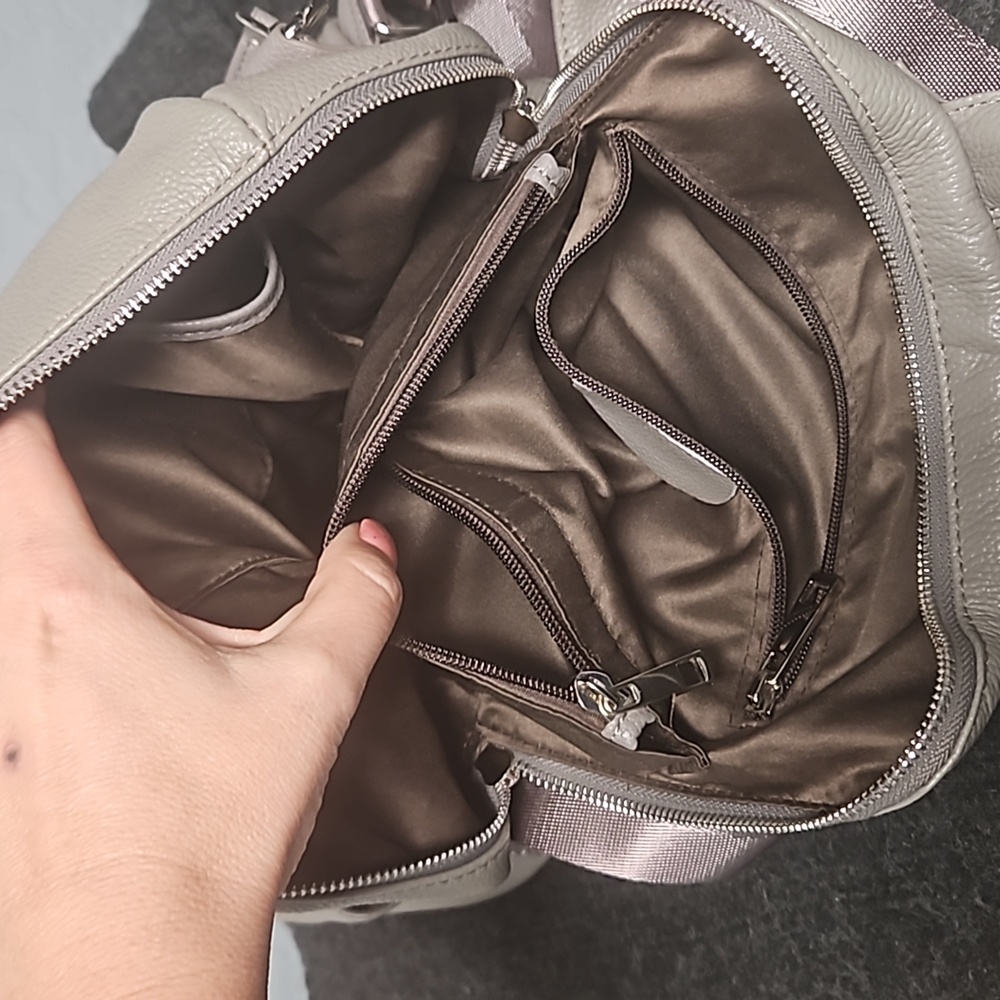 Convertible Backpack to Tote Dark Gray Pockets Travel Daily Leatherette - Picture 4 of 12